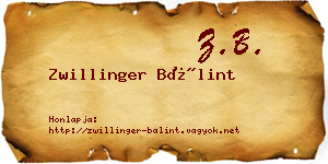 Zwillinger Bálint névjegykártya
